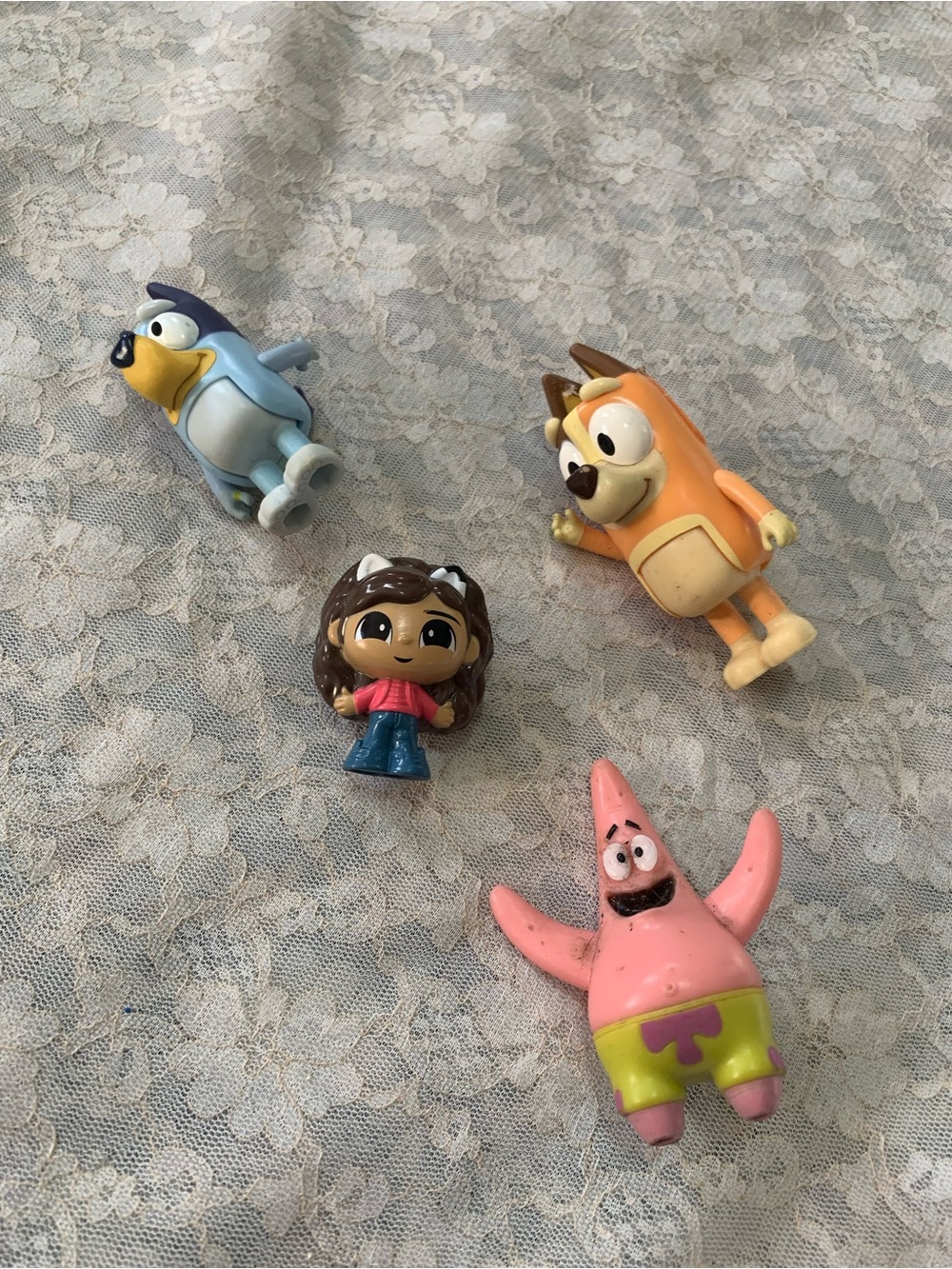 Nick Jr Mixed Mini Toy Figure Lot Bluey, Bingo Gabby's Dollhouse Patrick Star